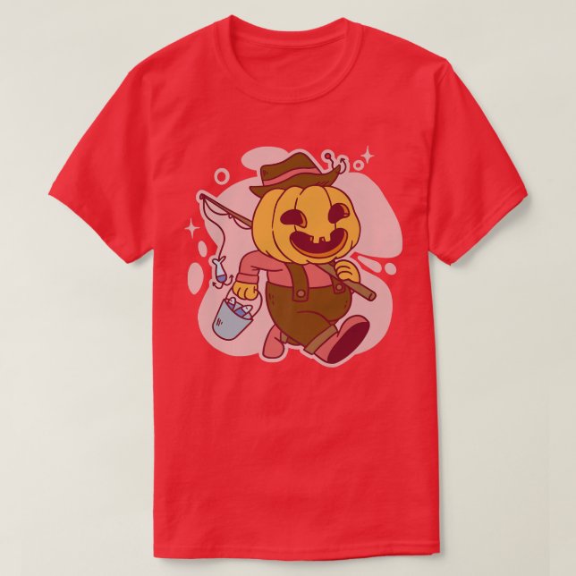 Ein Kürbis zum Fischen T-Shirt (Design vorne)