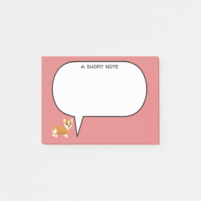 Ein Kurzer Hinweis Corgi Post-it Klebezettel (Vorderseite)