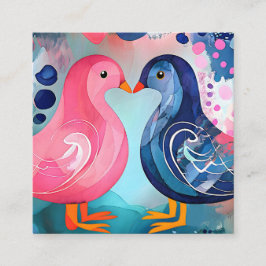 "Ein Kuss in Feathers" Glücklicher Valentinstag Quadratische Visitenkarte