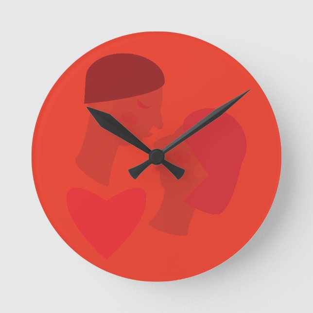 Ein Kuss Runde Wanduhr (Vorderseite)