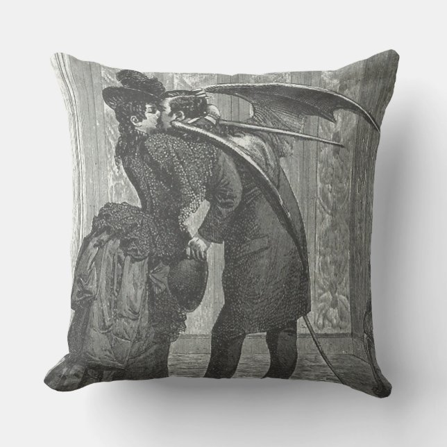 Ein Kussviktorianischer/gotischer Winged Vampire Kissen (Vorderseite)