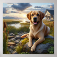 Ein Labrador-Retriever im Land