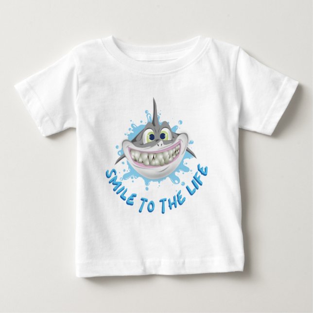 Ein lächelnder Hai im Cartoon-Stil - Lächeln Sie i Baby T-shirt (Vorderseite)