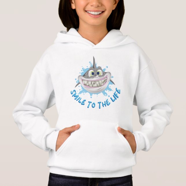 Ein lächelnder Hai im Cartoon-Stil - Lächeln Sie i Hoodie (Vorderseite)