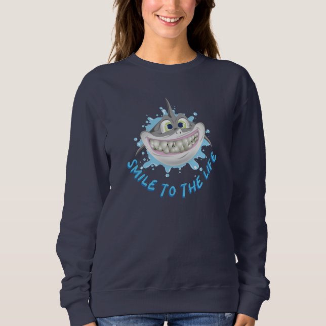 Ein lächelnder Hai im Cartoon-Stil - Lächeln Sie i Sweatshirt (Vorderseite)