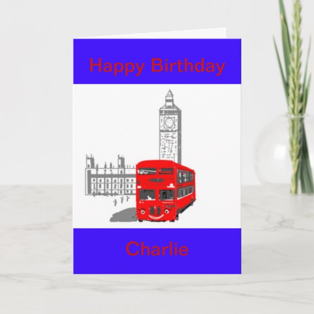 Ein lächelnder Londoner Bus, Geburtstag, anpassen Karte (Vorderseite)