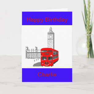 Ein lächelnder Londoner Bus, Geburtstag, anpassen Karte