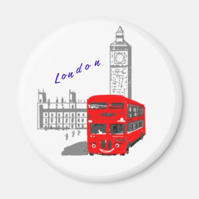 Ein lächelnder Londoner Bus Magnet (Vorne)