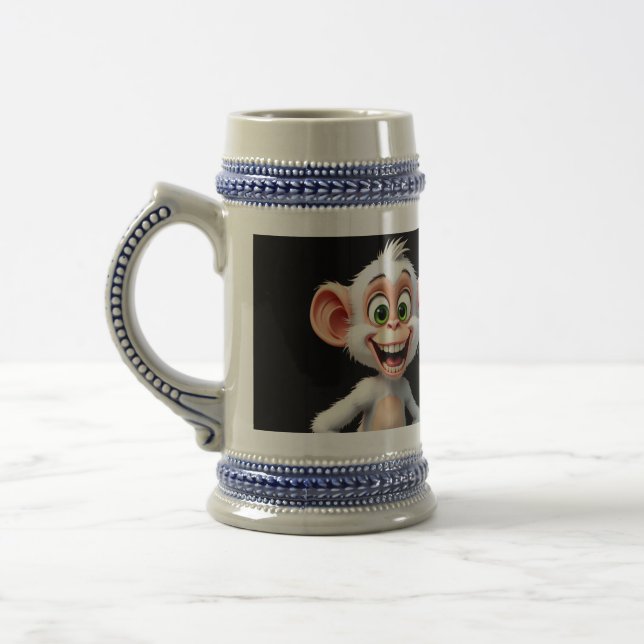 Ein lächelnder weißer Affe Bierglas (Links)