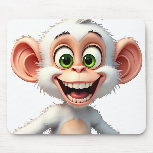 Ein lächelnder weißer Affe Mousepad (Vorne)