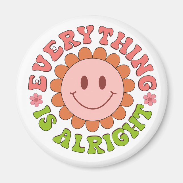 Ein lächelndes Gesicht mit einer Blume und den Wor Magnet (Vorne)