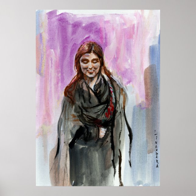 Ein lächelndes Mädchen in Schwarz Poster (Vorne)