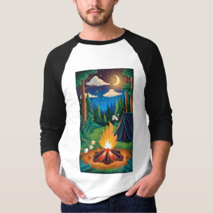 Ein Lagerfeuer mit Marshmallows, die unter einem S T-Shirt