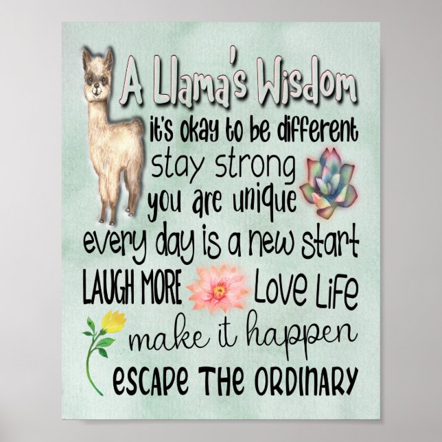 Ein Lama's Wisdom Motivierend Quotes Poster - 8x10 (Vorne)