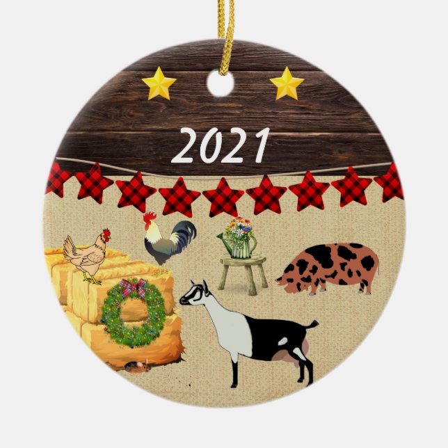 Ein Land Weihnachten Kune & Ziege Keramik Ornament (Vorne)