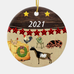 Ein Land Weihnachten Kune & Ziege Keramik Ornament