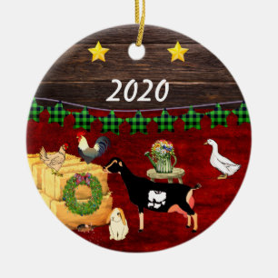 Ein Land Weihnachten LaMancha-Ziege Keramik Ornament