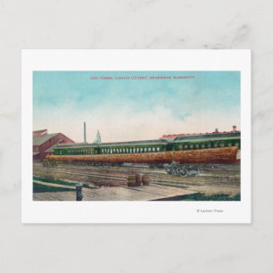 Ein langer Baumkronen-Log über Eisenbahnstrecken Postkarte