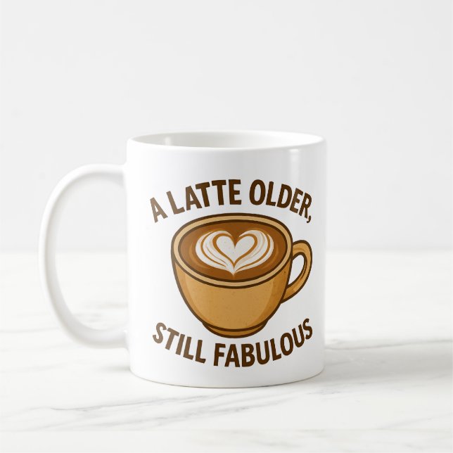 Ein Latte Olter, noch fabelhaft - ein sonniger Geb Kaffeetasse (Links)