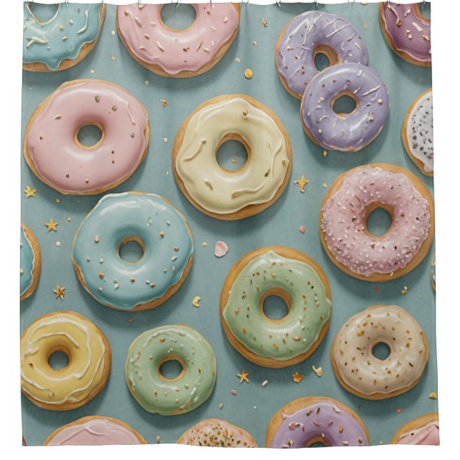 Ein Launiger Pastell-Donut-Traum Duschvorhang (Vorderseite)