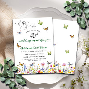 Ein Leben in Schmetterlingen zum 40. Hochzeitstag Einladung