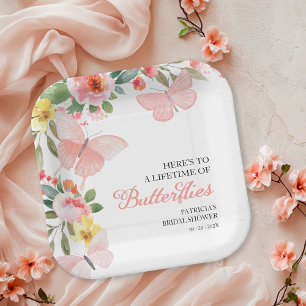Ein Leben voller Schmetterlinge Brautparty Blumens Pappteller