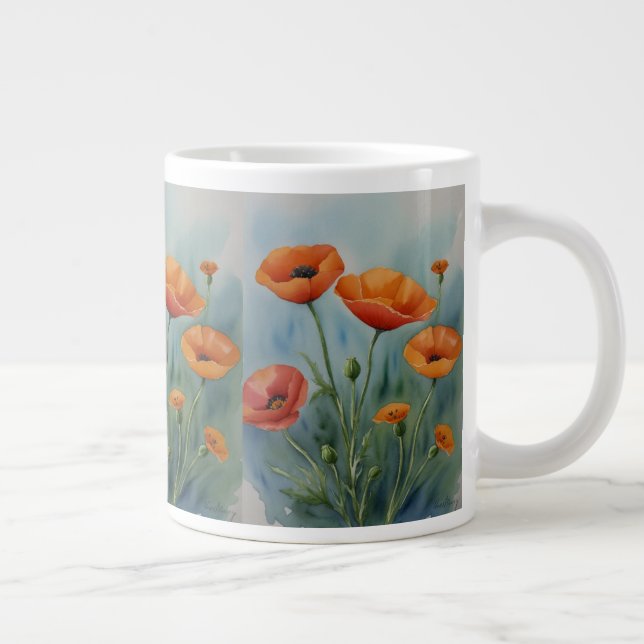 Ein lebendiger Orangenmohn, der in der Brise tanzt Jumbo-Tasse (Rechts)