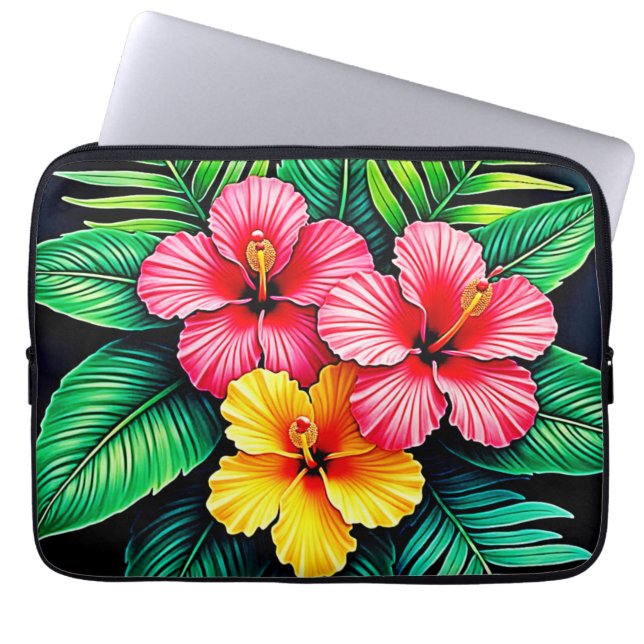 Ein lebendiger tropischer Hibiskus Laptopschutzhülle (Vorderseite)