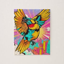 Ein lebendiger Vogel steigt hoch Puzzle