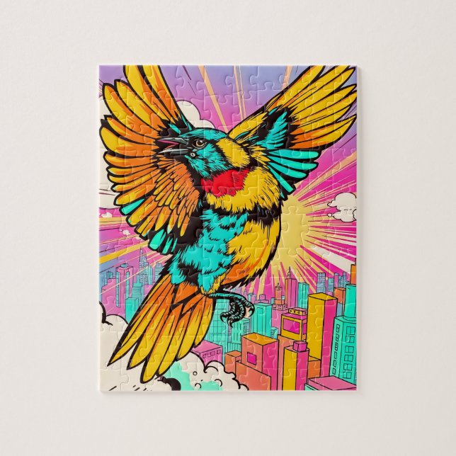 Ein lebendiger Vogel steigt hoch Puzzle (Vertikal)