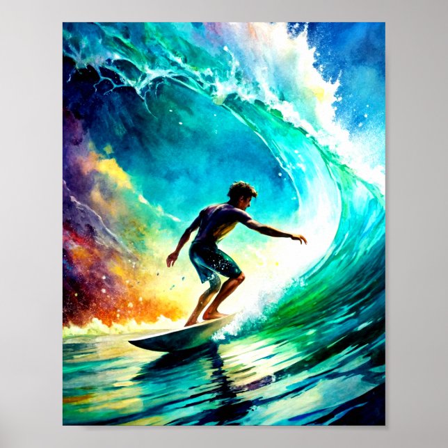 Ein lebendiges Bild eines Surfposters Poster (Vorne)