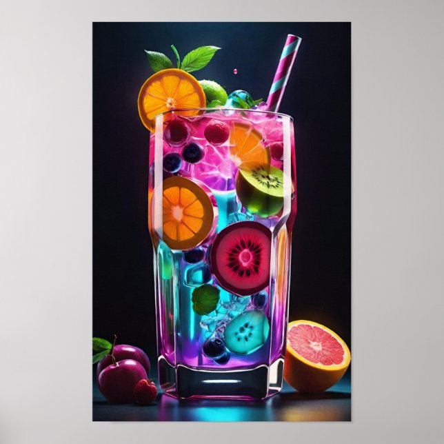 Ein lebendiges Cocktailglas Poster (Vorne)