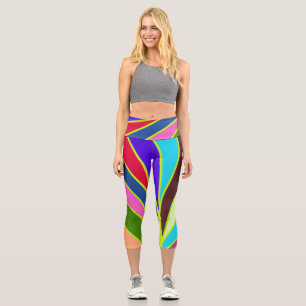 Ein lebendiges, farbenfroh gestreiftes Stoffmuster Capri Leggings
