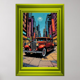 Ein lebendiges Kunstwerk im Retro-Stil mit einem k Poster
