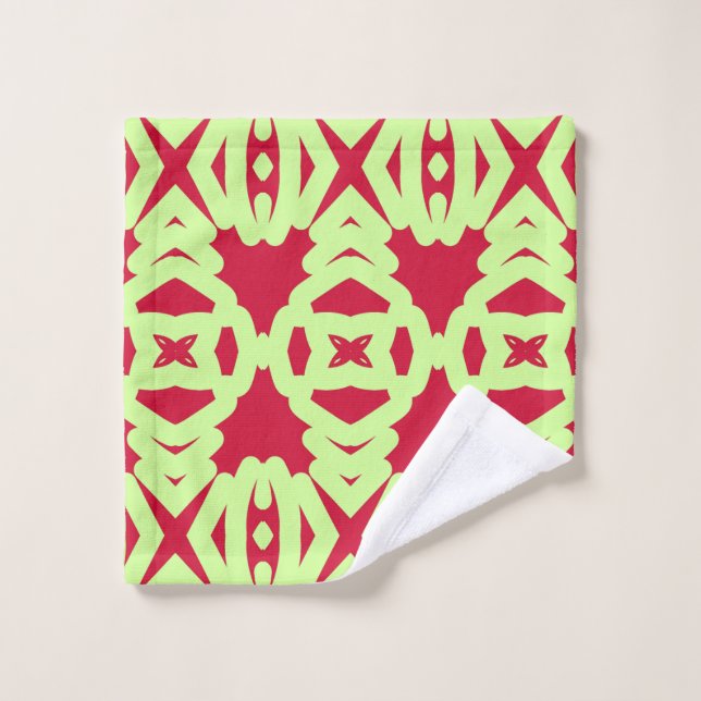 Ein lebendiges Lemon- und Rot-Stoffmuster Badhandtuch Set (Waschlappen)