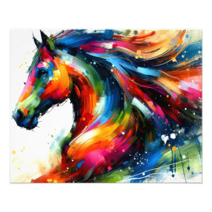 Ein lebendiges, mehrfarbiges Horse Poster