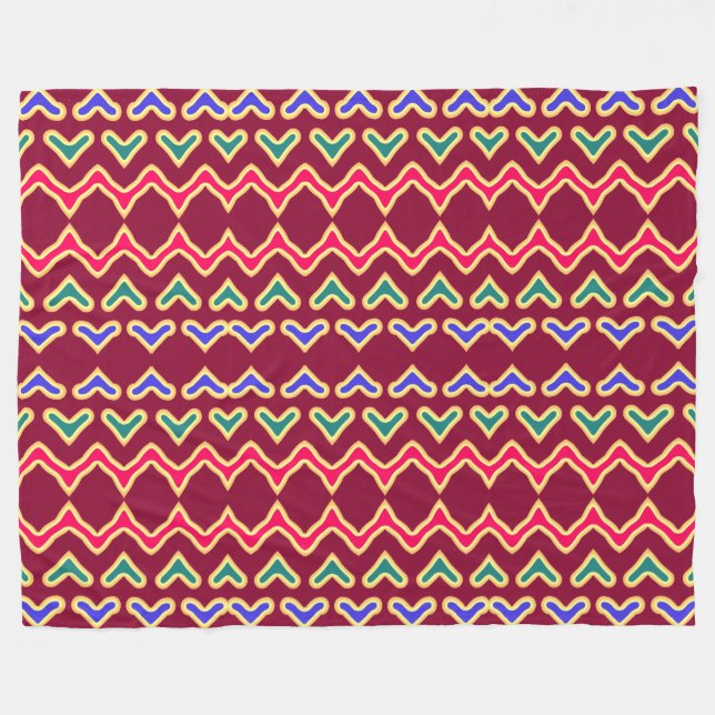 Ein lebendiges, mehrfarbiges Stoffmuster-Design Fleecedecke (Vorderseite (Horizontal))
