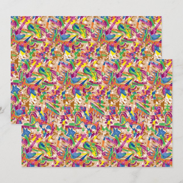 Ein lebendiges modernes Kunstwerk mit rosa und mu Dankeskarte (Vorne/Hinten)