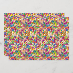 Ein lebendiges modernes Kunstwerk mit rosa und mu Einladung