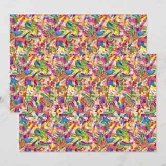 Ein lebendiges modernes Kunstwerk mit rosa und mu Einladung