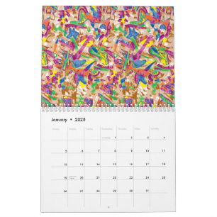 Ein lebendiges modernes Kunstwerk mit rosa und mu Kalender