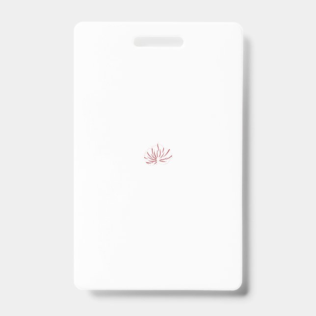 Ein lebendiges rot-schwarzes Blumendesign mit Ausweis (Vorderseite)