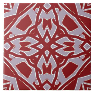 Ein lebendiges rotes und graues klassisches geomet fliese