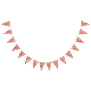 Ein lebendiges rotes und pfirsichfarbenes Design m Wimpelkette