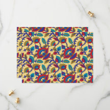 Ein lebendiges Stück Textilkunst mit fett roten Au