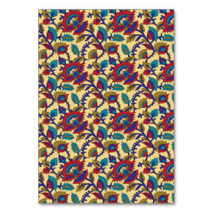 Ein lebendiges Stück Textilkunst mit fett roten Au Tischnummer