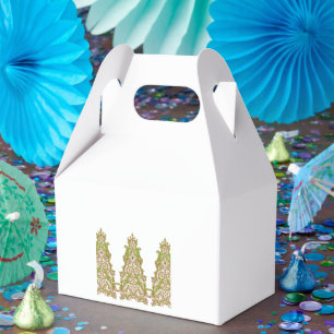 Ein lebendiges, symmetrisches Blumendesign mit Geschenkschachtel