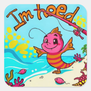 Ein lebhaftes Abenteuer an der Küste Quadratischer Aufkleber