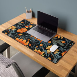 Ein lebhaftes Blumenmuster mit großen orangefarben Schreibtischunterlage