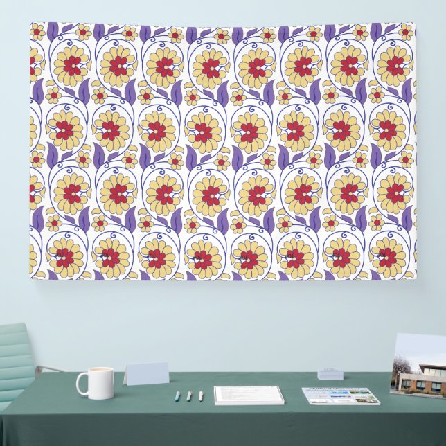 Ein lebhaftes Design mit gelbem und orangefarbenem Banner (Messe)